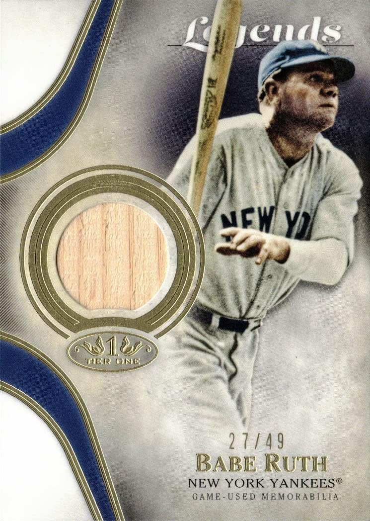 2021 Topps Tier One Legends Relics #T1LR-BR Babe Ruth Game Used Bat Baseball Card - Only 49 made