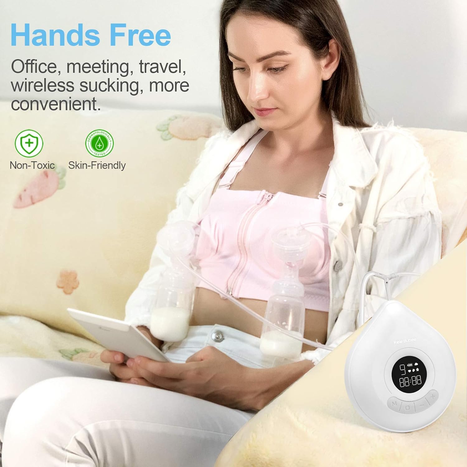 Double Electric Breast Pump, Real Bubee Hospital Grade Breastfeeding Pump with Memory Function, BPA Free 3 Mode & 9 Level Rechargeable Portable Milk Pump for Travel/ Home, Pain Free, Quiet Lightweight : Baby