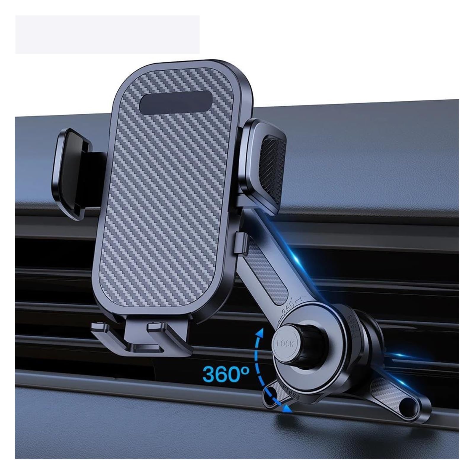 Supporto per telefono da auto, braccio esteso, supporto a 3 punti, gancio in metallo estensibile, supporto per telefono cellulare con stabilità superiore per auto