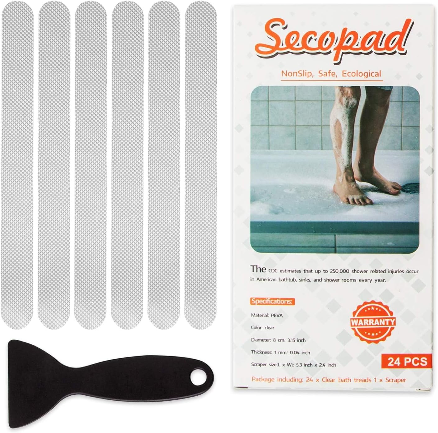 Anti Slip Shower Stickers 24 PCS Safety Bathtub Strips Adhesive Decals with Premium Scfor Bath Tub Shower Stairs Ladders Boats