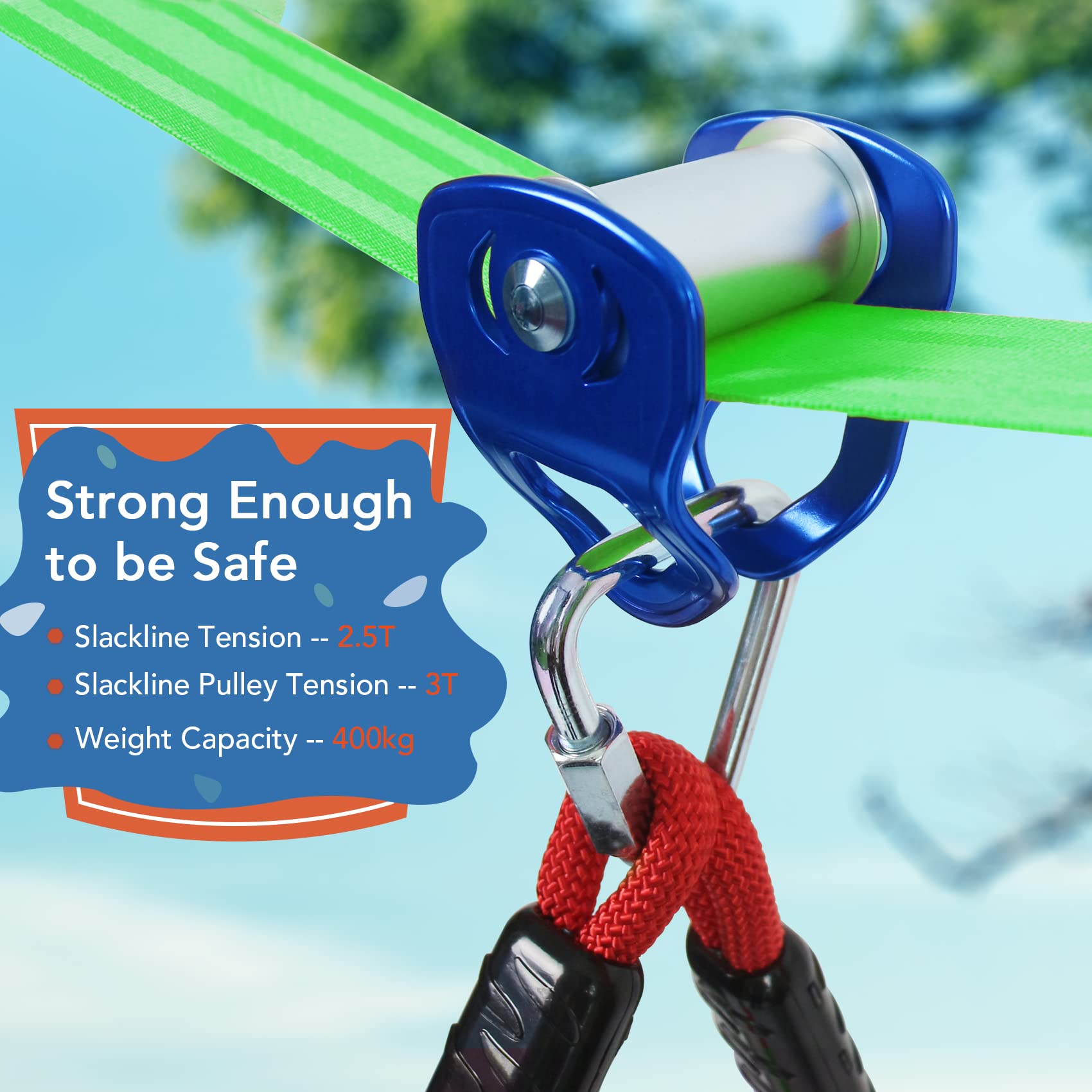 Set Ninja Slackline Per Bambini - 15m Con Monkey Bar, Altalena, Scala E Ruota - Foto 2