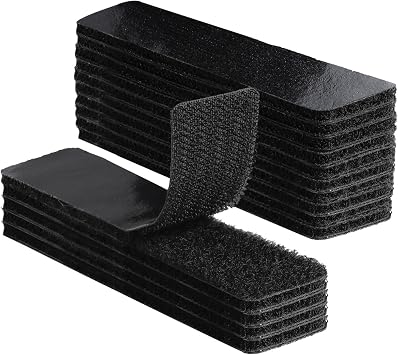 noot products 20 Sets 1x4 Inch Hook and Loop Fastener Strips with Adhesive Heavy Duty Double Sided Sticky for Outdoor, Fabric, Picture Hanging, Wall Mounting Tape, Black
