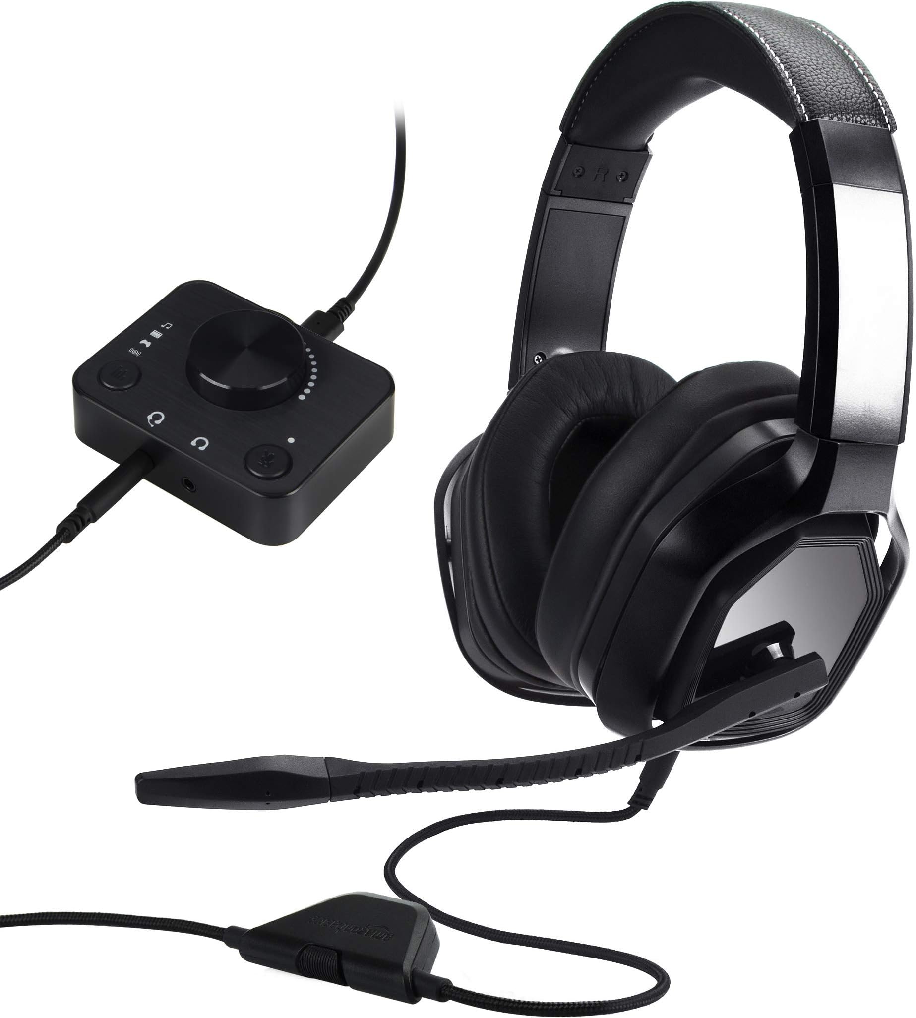 Amazon Basics Over Ear Wired Gaming Headset for PC and Consoles (Xbox, PS4) with Desktop Mixer - Black