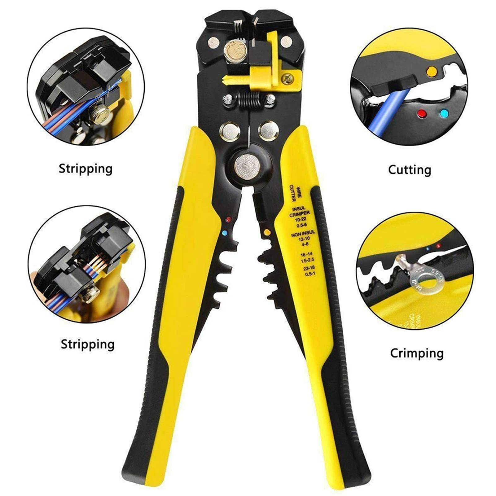 Pinces Rimper Câble Câble Couper Automatique Stripper Outils de décapage multifonctionnels Stripping Pince à sertir Terminal 0,2-6.0mm Outil(Oranje)