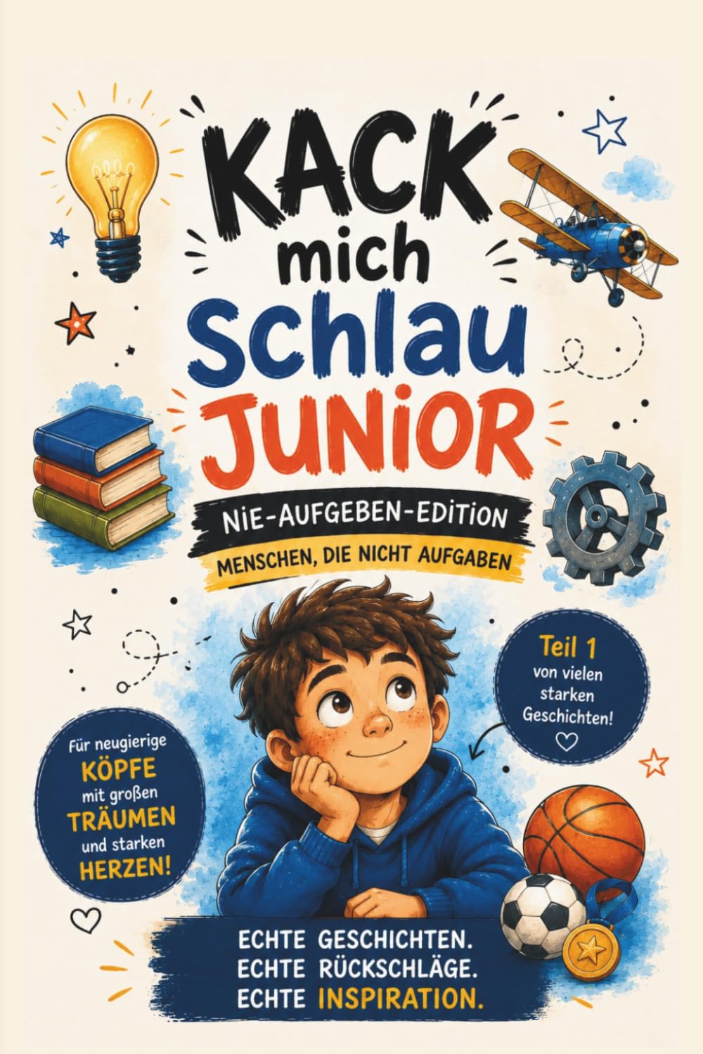 Kack mich schlau Junior – Mutmachbuch für Kinder ab 8 Jahren: Inspirierende Geschichten über berühmte Menschen, Rückschläge, Mut und Durchhaltevermögen - Teil 1