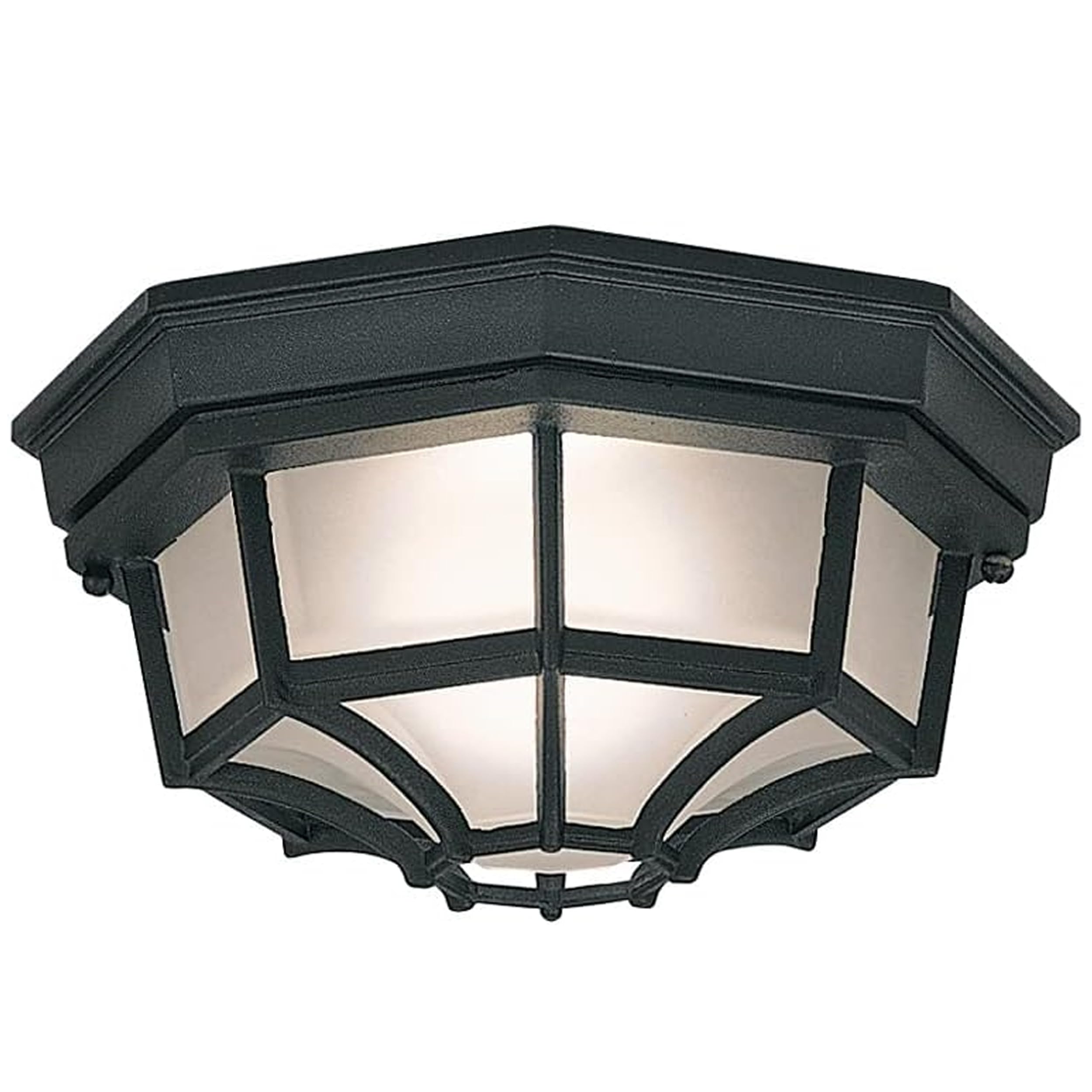 Designers Fountain 2067-BK Builder Cast Outdoor Flush Mount Ceiling Light, 10.5 in W, Black