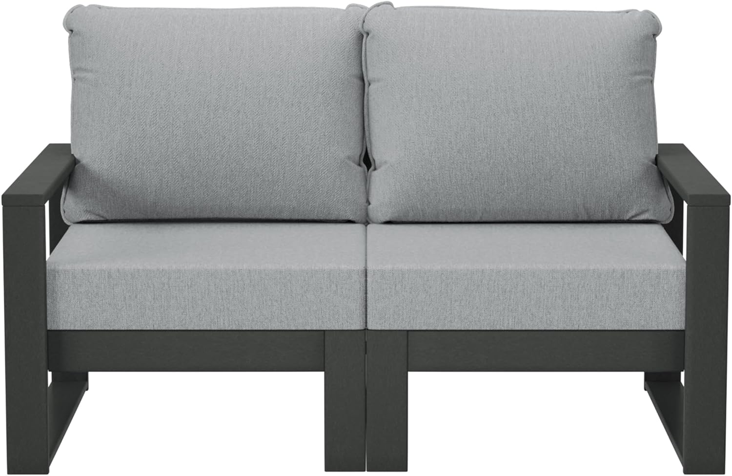 Costaelm Rockaway Outdoor HDPE All-Weather Modern Patio Loveseat with Waterproof Cushions, Light Gray