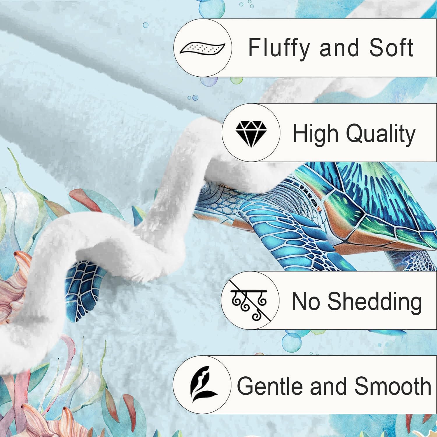 JAWO Sea Turtle Blanket Coastal Throw Cozy Beach and Nautical Sea Turtles Blanket Sea Animal Starfish Turtle Blankets Throws Gifts for Kids and Adults 50" x 60", Teal - Image 6