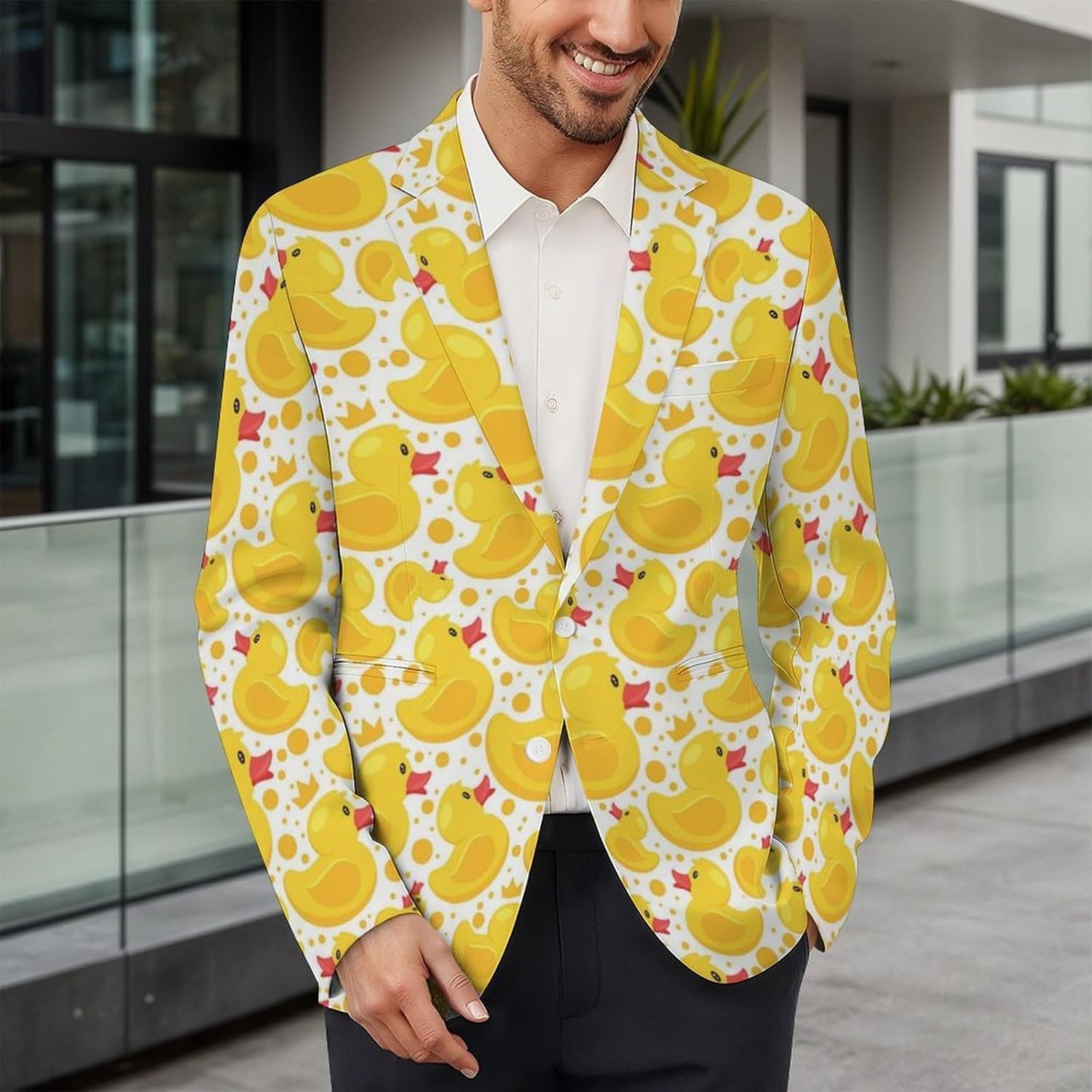 Cute Rubber Ducks Men's Blazer Casual Suit Jackets Business Button Sport Coats