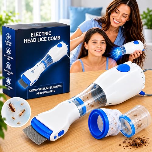 PINAKPANI Electric Head Lice Comb, Chemical Free Lice Removal Machine with Suction, Reusable Lice & Nits Vacuum Comb for Kids & Adults, Safe Gentle Hair Cleaning Tool, Portable Anti Lice Device