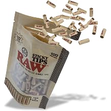 RAW Pre-Rolled Sticky Tips - 100 Pack - Lick & Stick Gummed Filter Tips, Ready to Roll, 0.72" x 0.25" Tips