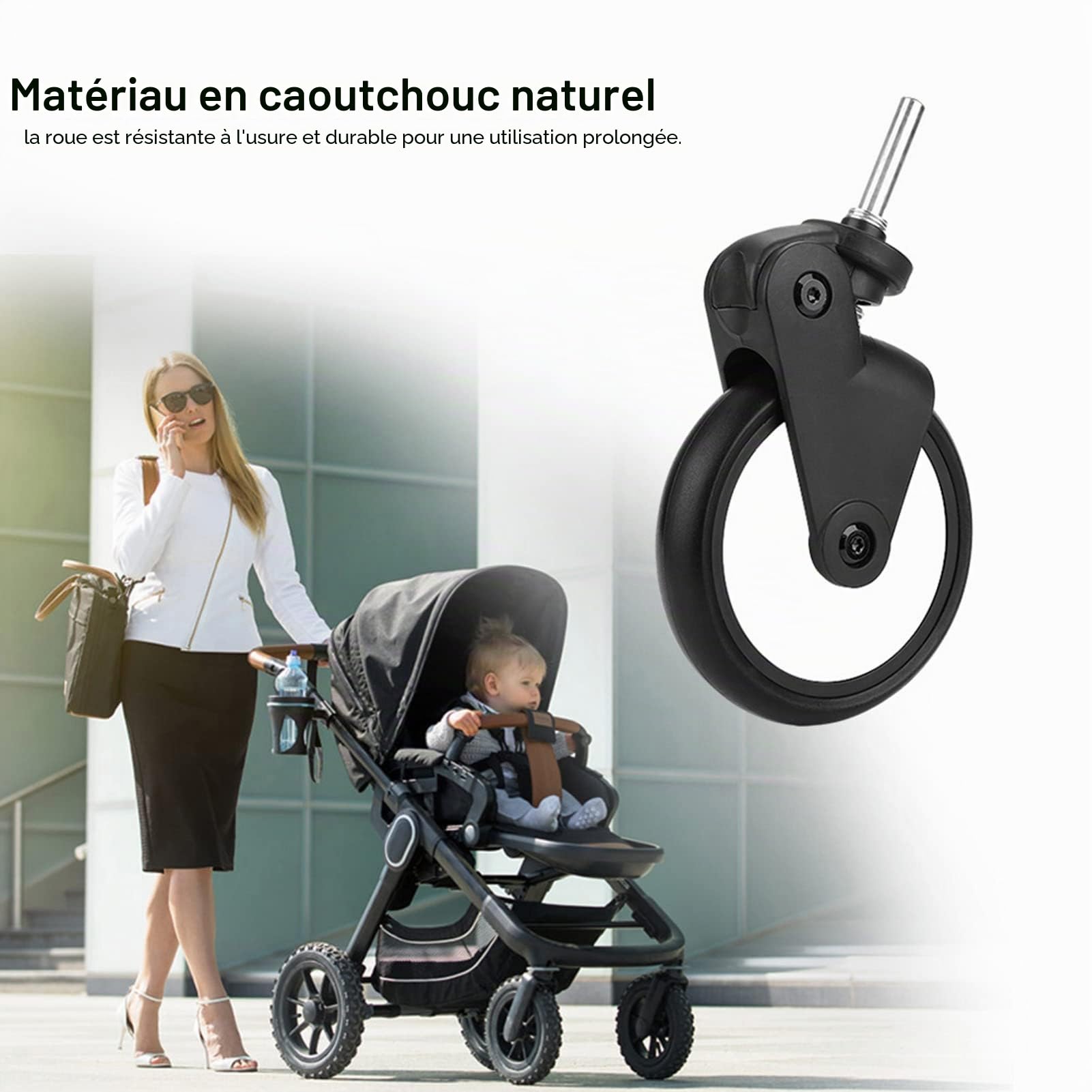 Roue de Poussette Bébé, Ensemble de Roues Avant de Poussette Bébé Roues Avant en Caoutchouc Accessoire de Roue de Poussette pour Roue Yoya/Vovo Roue Poussette Yoyo Poussette Yoyo Roue Poussette Yoyo
