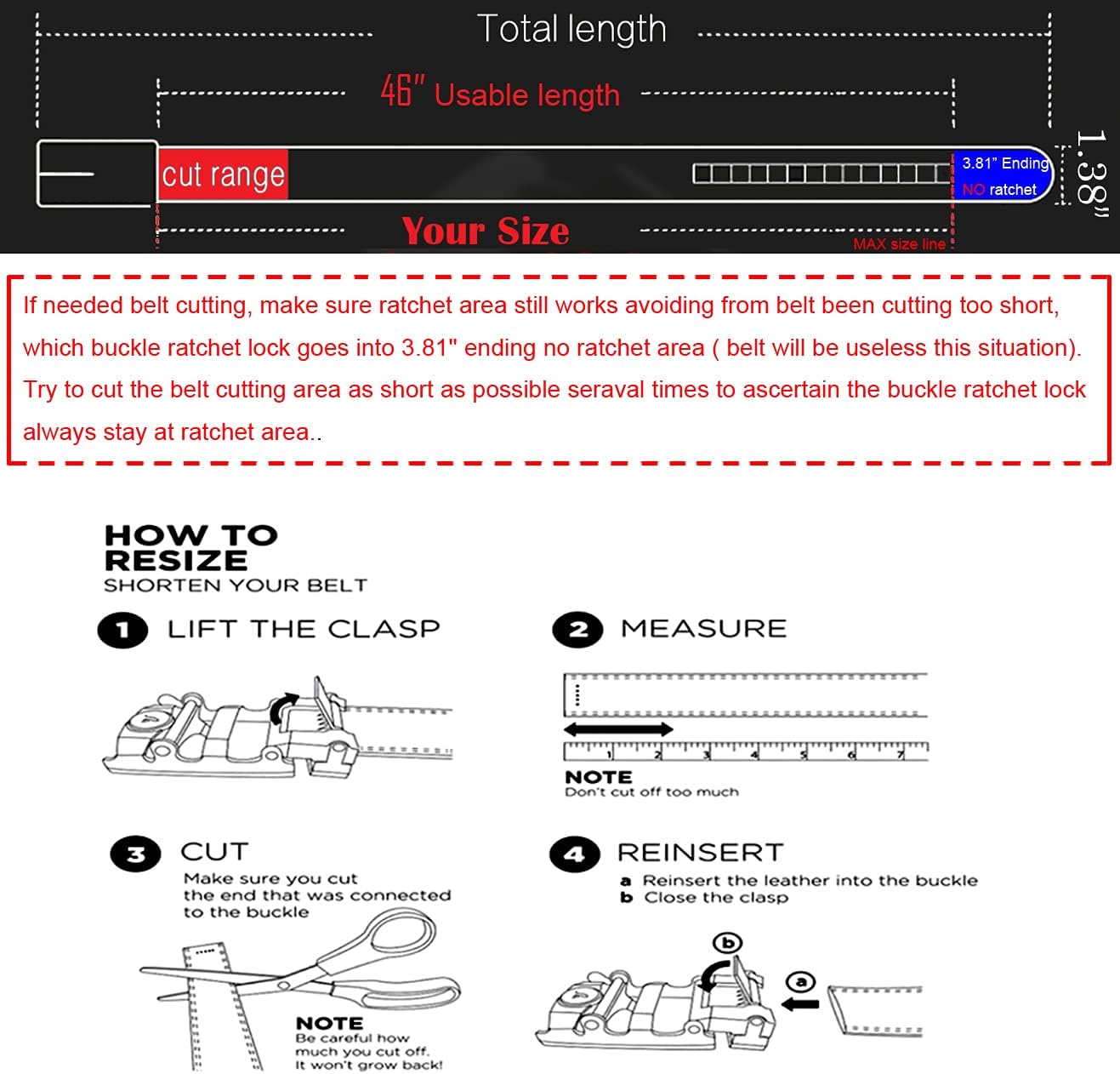 JINIU Men's leather Slide Ratchet Belt Casual with Automatic Buckle For Men Dress Pant Shirt Micro Adjustable - Image 3