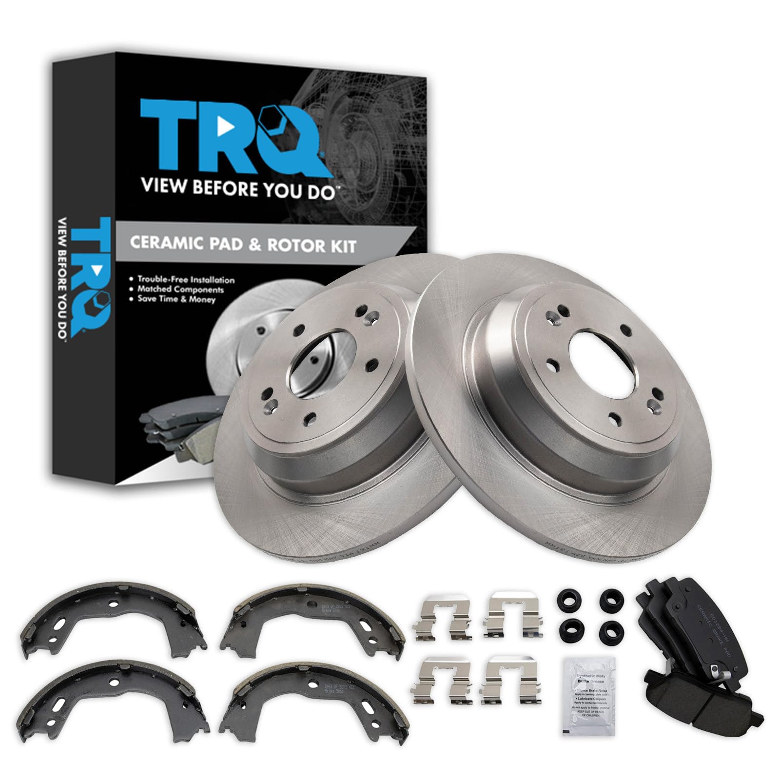 TRQ Rear Brake Pad and Rotor Set Ceramic Compatible with 2009 Hyundai Genesis