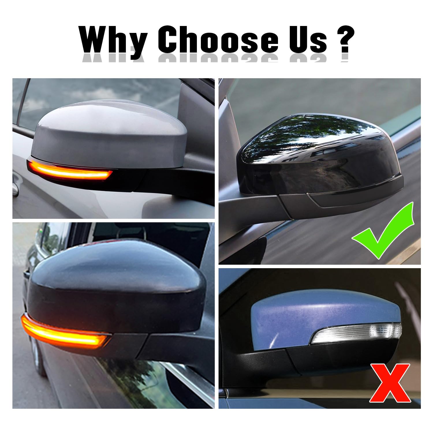 WinPower LED Światła Kierunkowskazów Migacze Lusterko Boczne Lampka Kontrolna Kompatybilny z Focus 3 MK3 3.5 MK2 Mondeo Mk4., 2 szt.