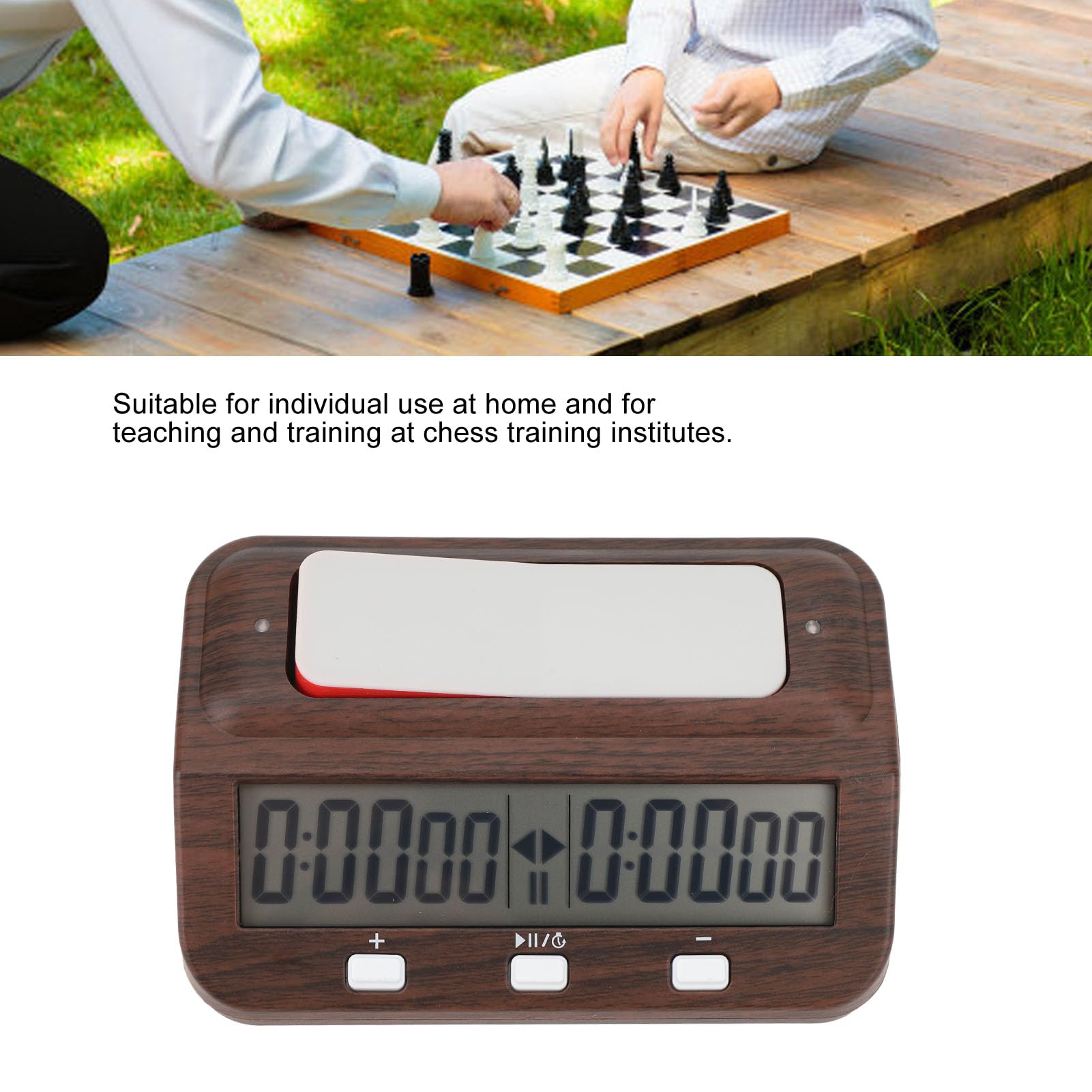 Reloj de Ajedrez, Cuenta Atrás Competencia Profesional Función de Alarma Audible Apariencia de Madera Temporizador de Ajedrez Digital Portátil con Retardo Adicional
