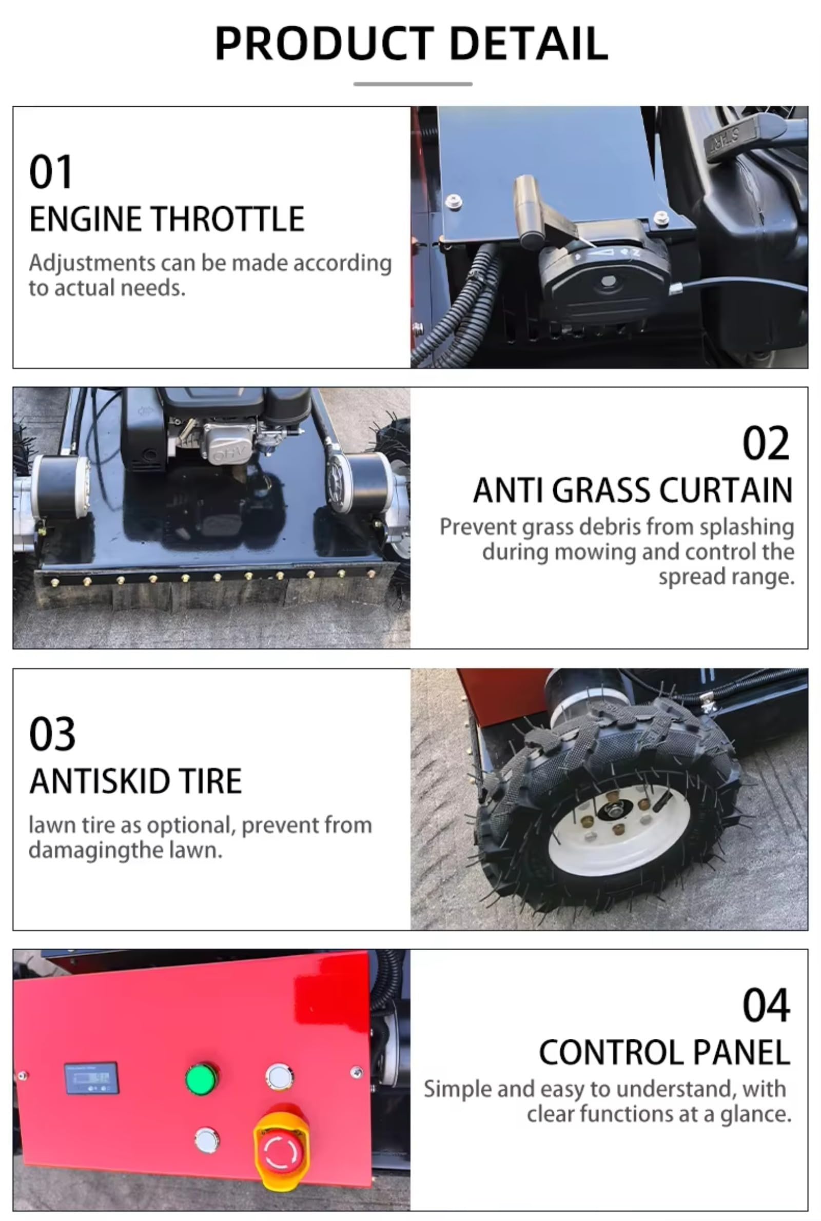 Robot de corte de césped, cortacésped con control remoto 4WD para grandes patios traseros y campos, cuenta con altura y velocidad de corte ajustables