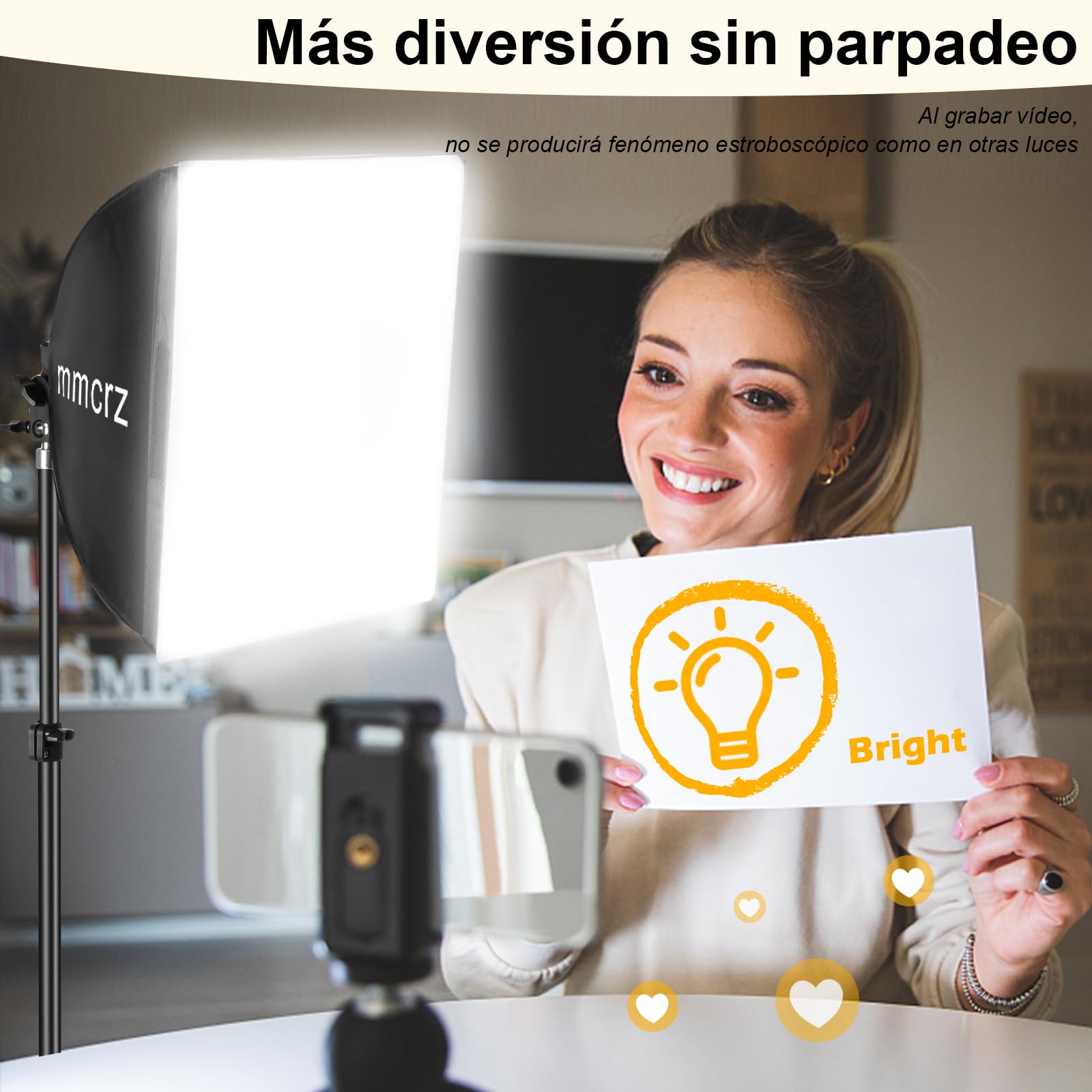 Kit de Iluminación Profesional con 2 Softbox 40 x 40cm, 85W 2700-6500K Bombillas LED E27 + Trípodes para Fotografía/Grabación/Transmisiones en Vivo