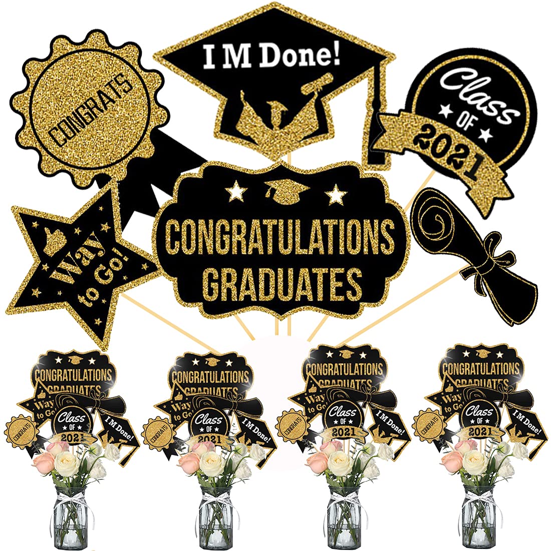 Buy Graduation Decorations 2021 (Real Glitter) Graduation Centerpieces