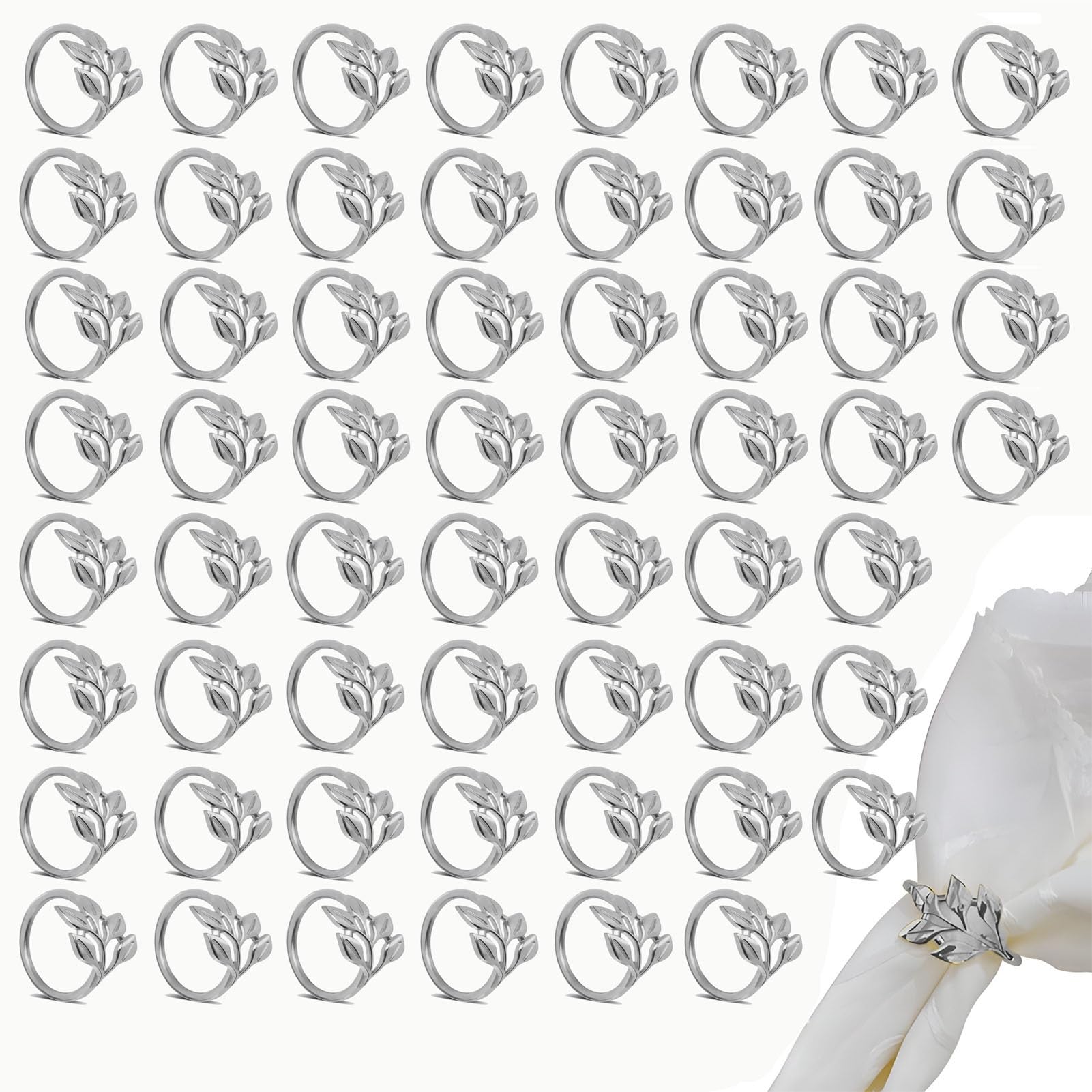 Lot de 100 Ronds de Serviette en Forme de Feuille, pour dîner, Thanksgiving, Mariage, décoration de Table(A)