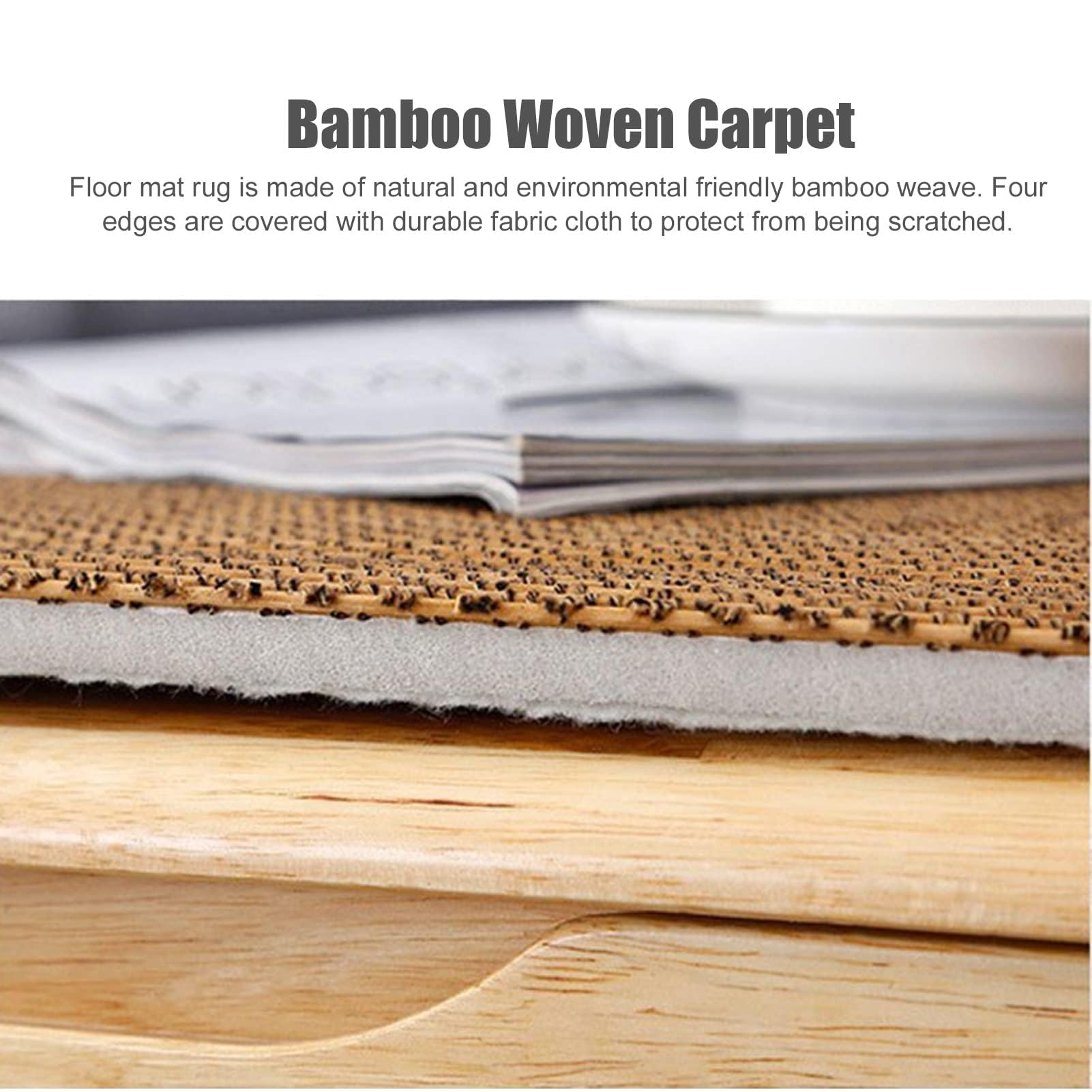 Jute-Teppich – Baumwoll-Bordüre mit Fischgrätenmuster, natürliches Flachgewebe, Läufer für Wohnzimmer, Küche, Flur – und Sisal-Teppichmatte
