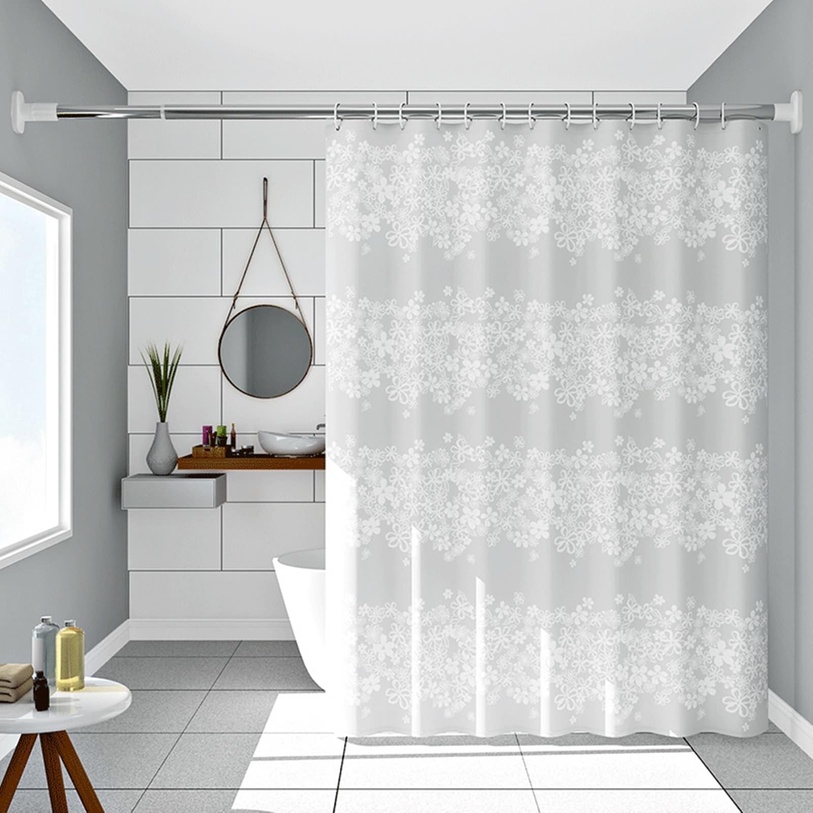 Beydodo 72x72 Shower Curtain Liner Fabric, Peva Shower Curtains for Bathroom Western Decor Shower Curtain Floral Pattern