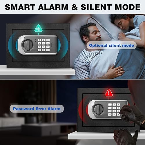 Miniatura 6 de YAYAG Caja fuerte pequeña a prueba de fuego impermeable para documentos, caja de seguridad de 1.2 pies cúbicos con caja de batería de emergencia,