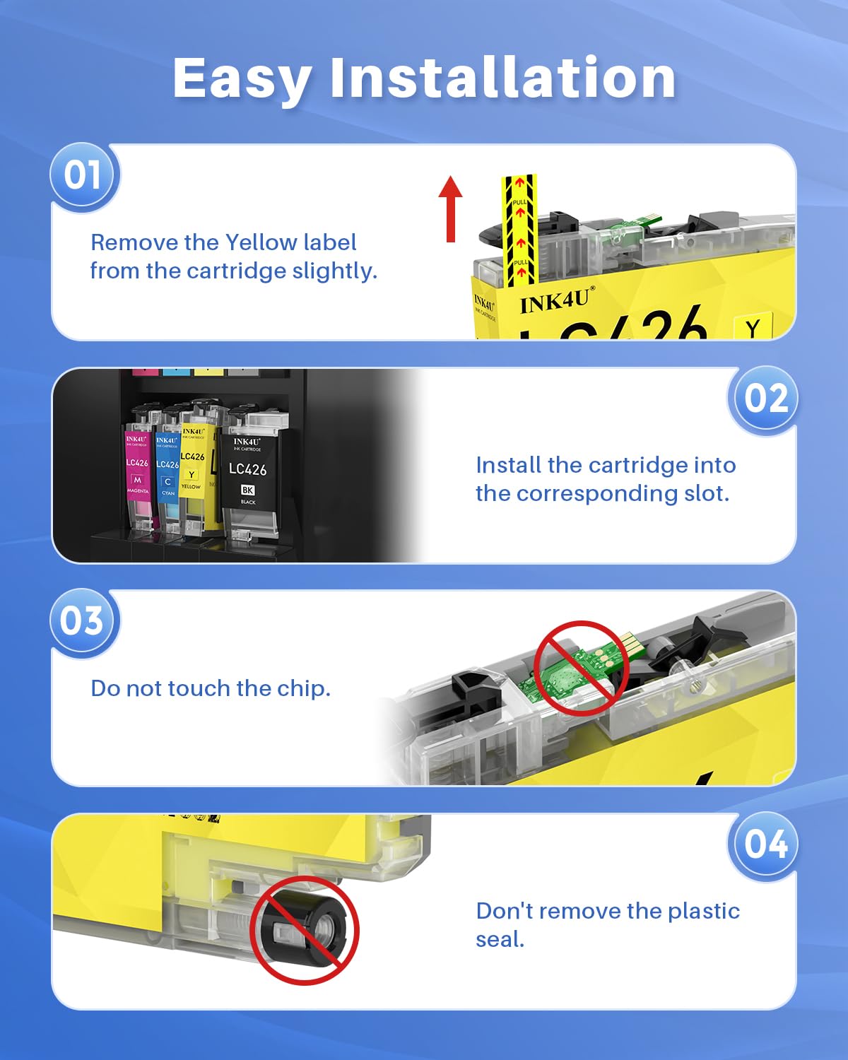 INK4U Cartucce LC426 8-Pack, Compatibil per Brother LC426VAL LC426XL con Brother MFC-J4335DW MFC-J4340DW MFC-J4535DW MFC-J4540DW (LC-426BK, LC-426C, LC-426M, LC-426Y, con 8 LC426 Cartucce)