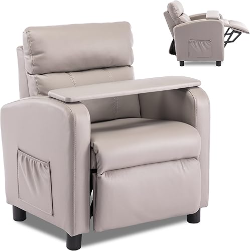 hzlagm Silla reclinable para niños sillas reclinables para niños pequeños de 3 a 7 años con tabla de mesa portátil bolsillo lateral y reposapiés