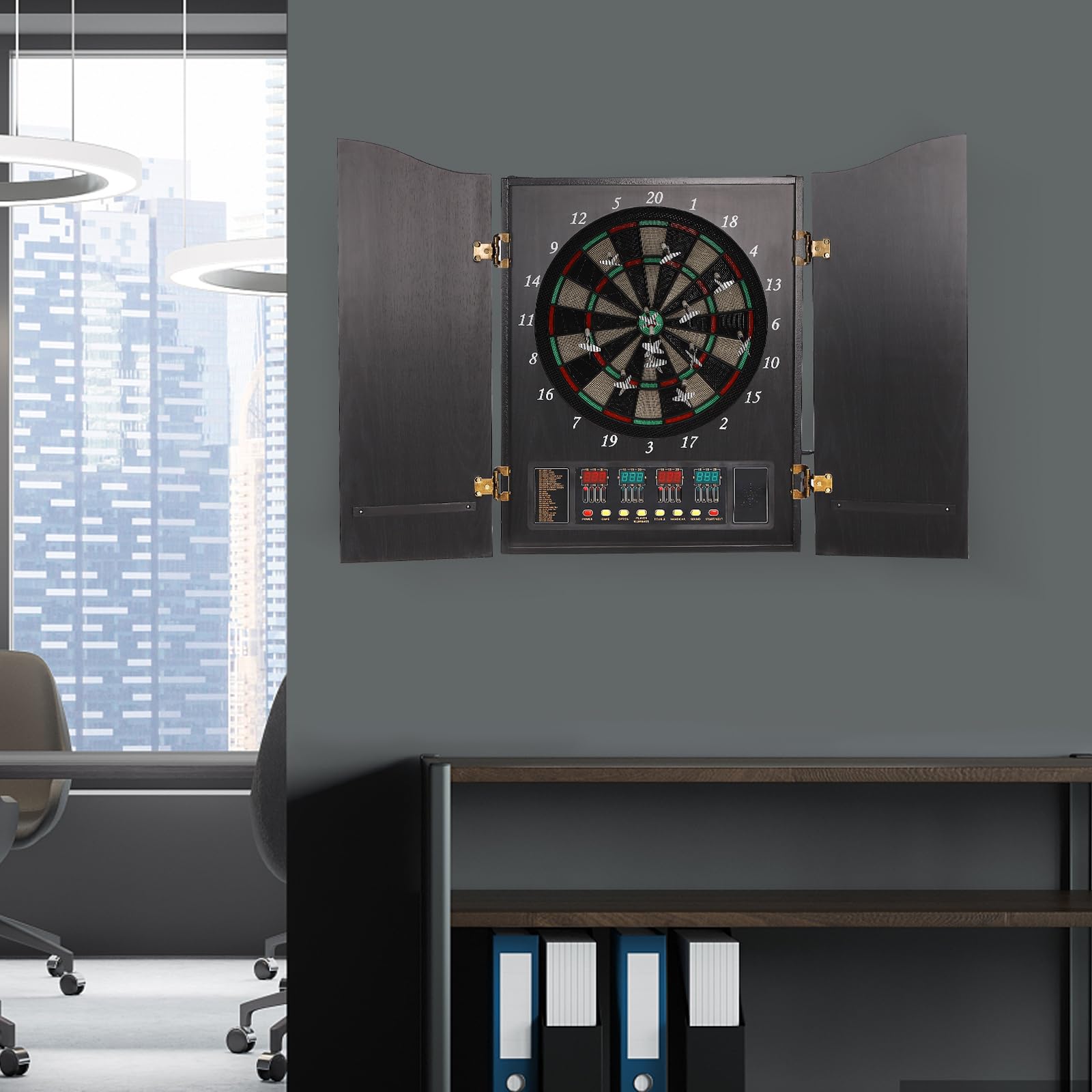 Diana para 27 juegos, 16 jugadores, MDF, montaje en pared | PP,ABS,LED,Sprachausgabe,243 varianten,12 Darts,88 Tips,Adapter,102cm,9.5kg,Partyspiel,Kneipe,Büro,Zuhause