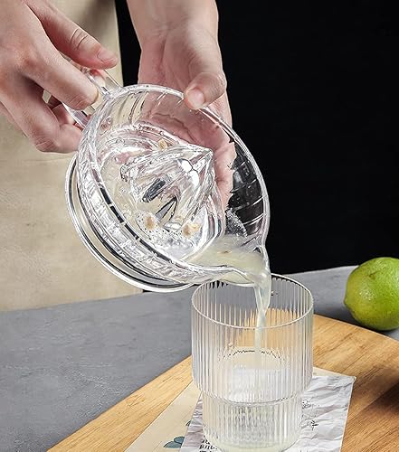 Miniatura 5 de Exprimidor de cítricos con mango y boquilla de vertido, exprimidor manual de vidrio para limón pequeño y naranja pequeña