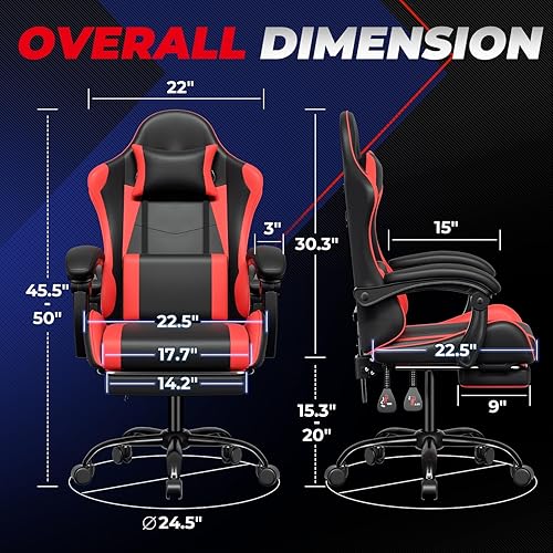 Miniatura 2 de Auto Dynasty Silla para videojuegos ergonómica, silla de oficina de respaldo alto con soporte lumbar ajustable, apoyabrazos articulado, apoyacabezas