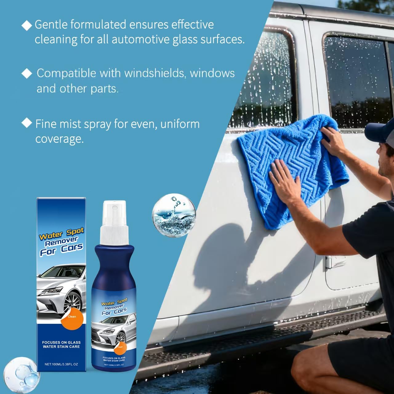 Hard Water Spot Remover, Windshield Cleaner, Stain Remover Spray for Glass, Paint, Car Window Cleaner, Restores Gloss with Protection, for Cars, Trucks, Motorcycles, RVs (5Pcs)