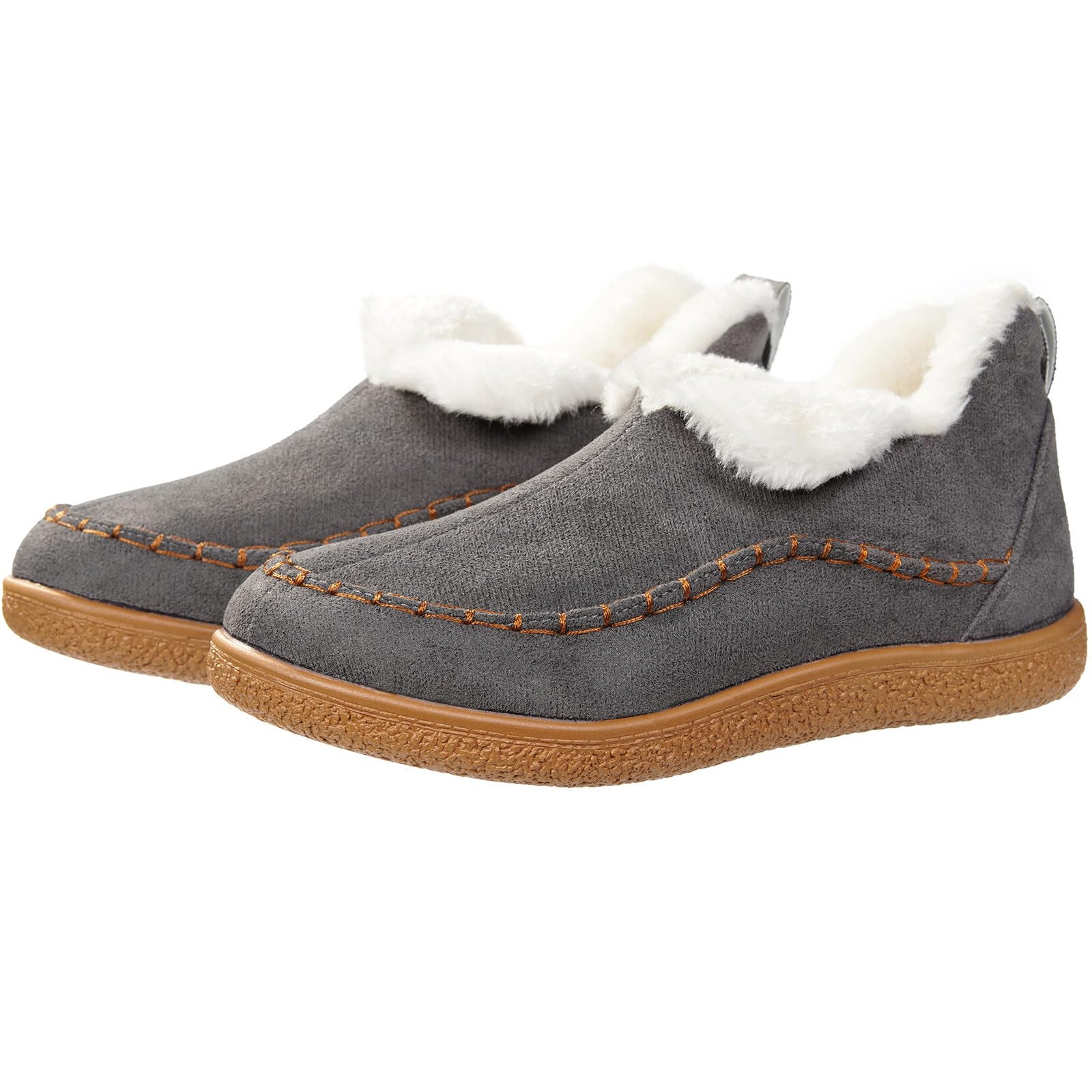 Harssidanzar Damen Winter-Bootie-Hausschuhe mit Gummisohle, slip-on, geeignet für draußen und drinnen CL209EU
