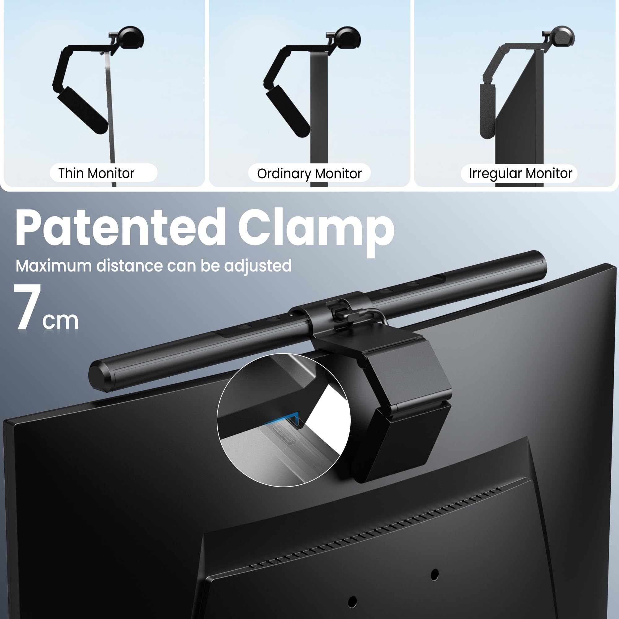 Quntis Lámpara Monitor con Control Remoto 40cm, Doble Control Barra de Luz de Monitor Curvo con Atenuación Automática, Luz Ordenador para el Cuidado de Los Ojos