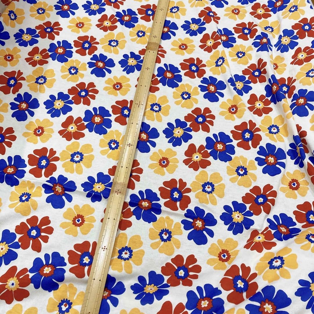 Amazon.co.jp: 昭和レトロ生地 ハギレ ニット生地 花柄