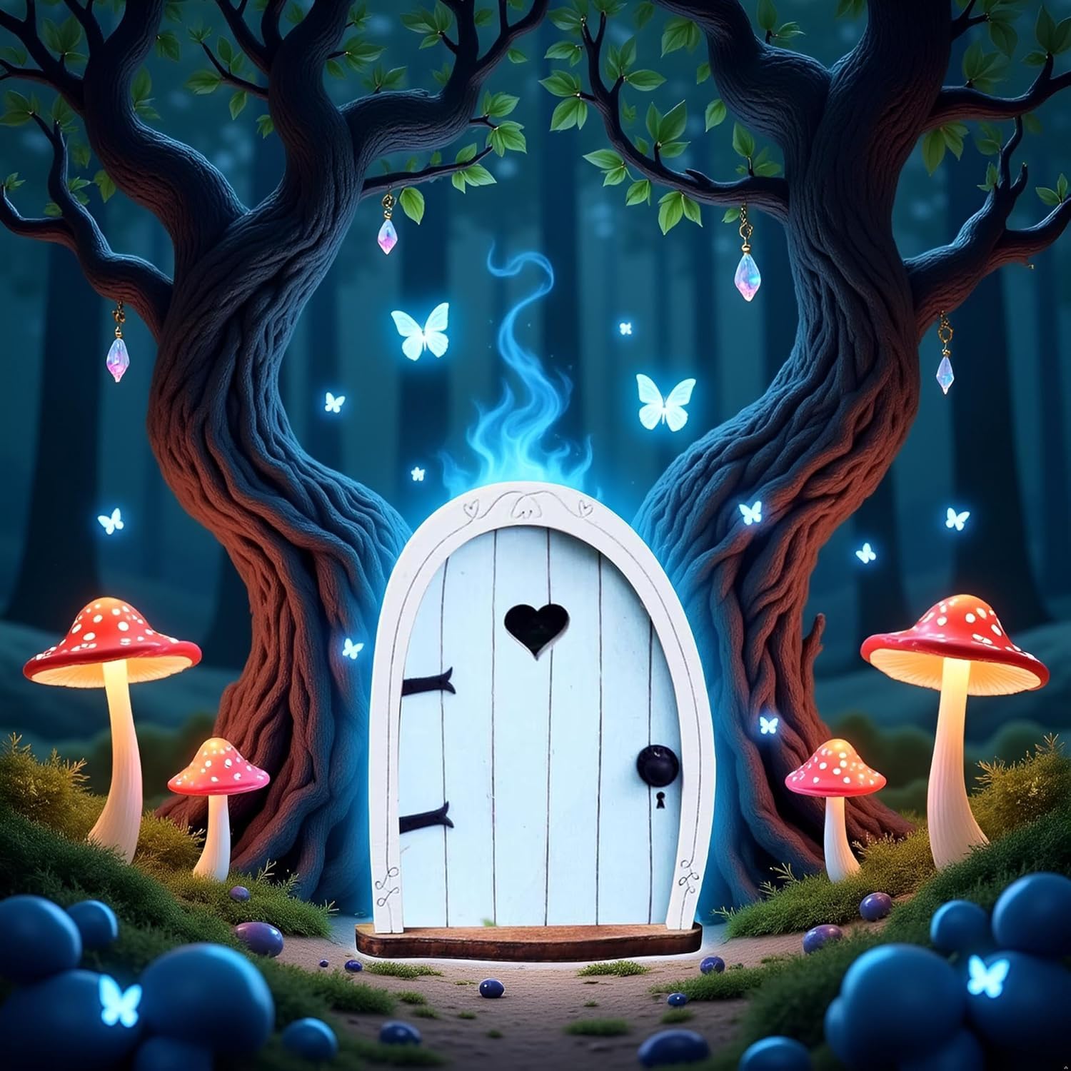 Baby Blue Streak Mini Fairy Garden Door for Tree 3D Miniature Fairy Door for Fairytale Tiny House Doors Bonsai Terrarium Micro Landscape Decoration Accessories Garden Miniatures - Image 3