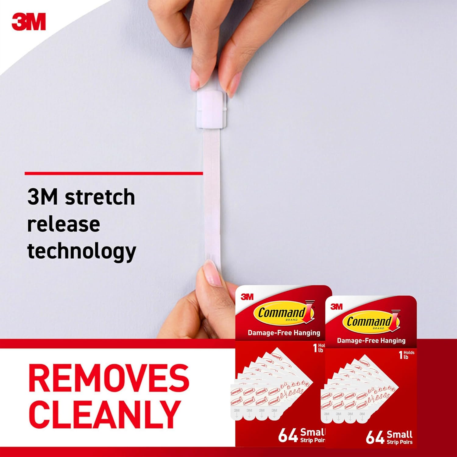 Command Small Refill Adhesive Strips, Damage Free Hanging Wall Adhesive Strips for Small Indoor Wall Hooks, No Tools Removable Adhesive Strip for Living Spaces, 128 White Strips