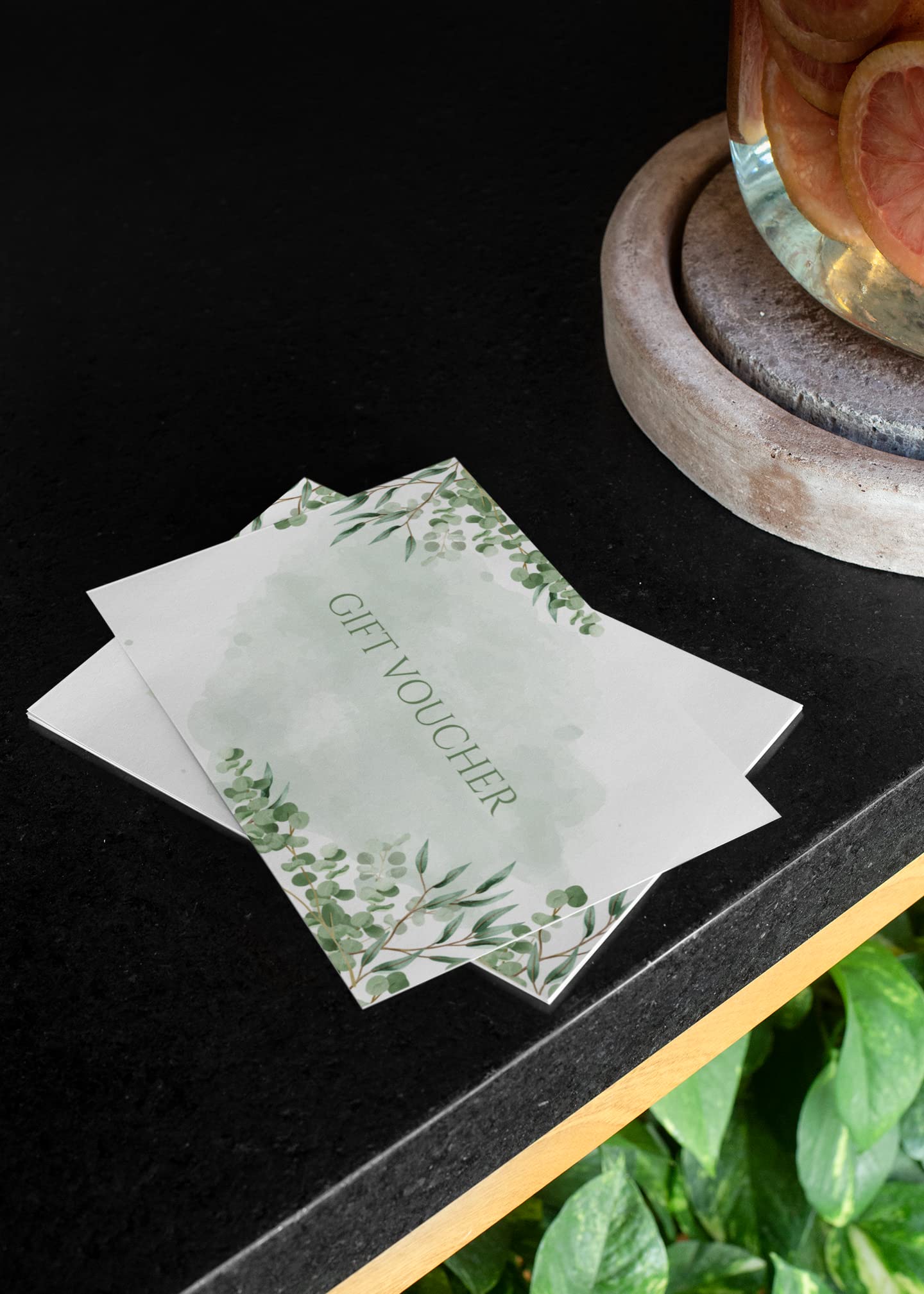 10 x Blank Green Botanical Gift Vouchers & Envelopes, Double Sided Watercolour Leaf Design Tokens, Salon, Beauty, Hair - Image 4