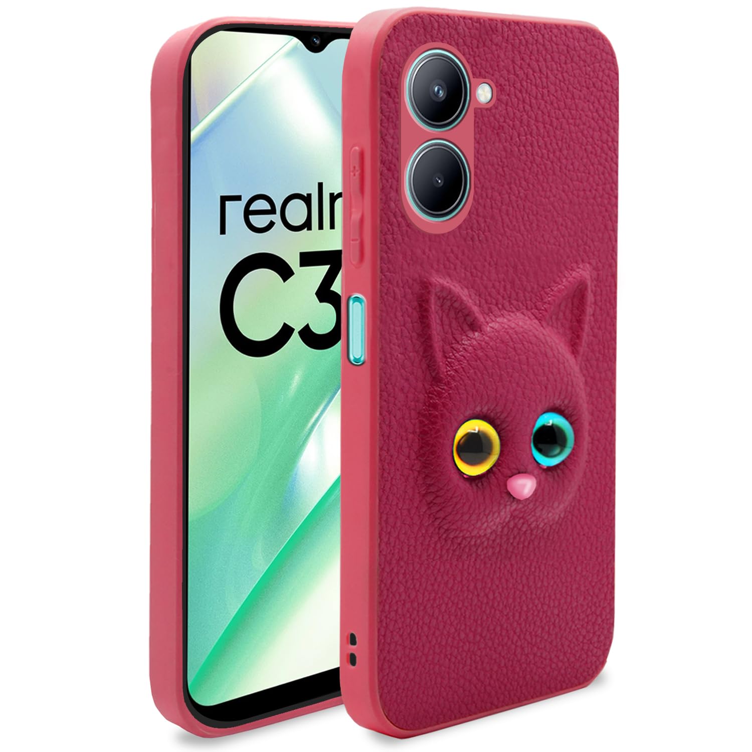 Pikkme Realme C33 Back Cover for Girls | Cute Cat Leather Finish | Soft TPU | Case for Realme C33 (Pink) (B0BRPTVJL4) Amazon Price History, Amazon Price Tracker