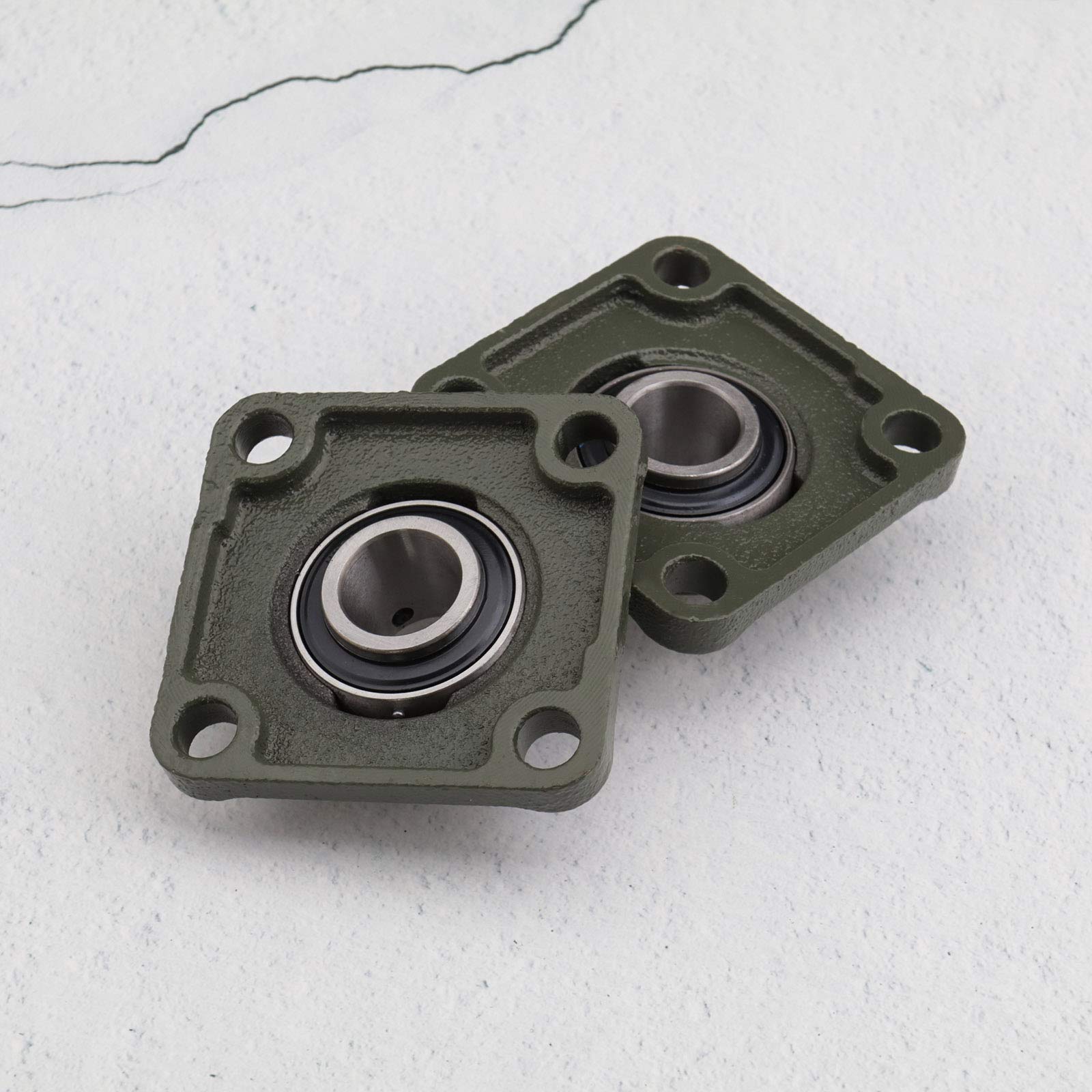Lot de 2 roulements à billes UCF205 alésage de 25 mm avec buse à huile, auto-alignement à 4 boulons, support à bride carrée pour systèmes de transport, machine à imprimer.