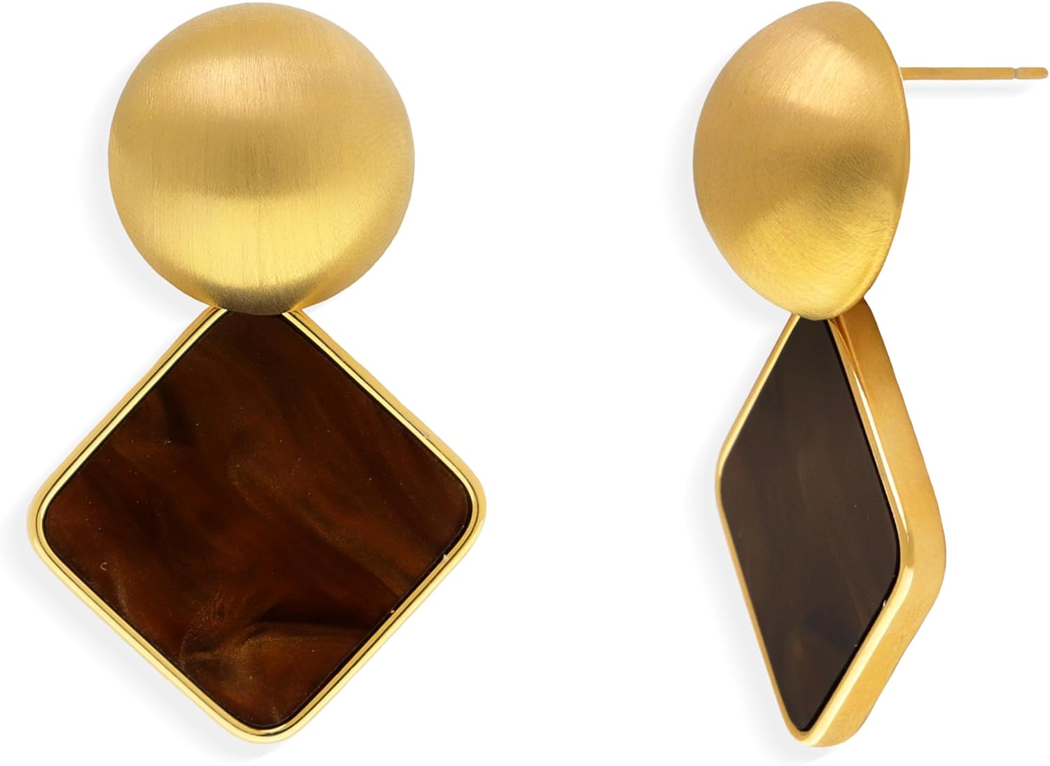 Chunky Gold Dangle Drop Stud Earrings for Women, Trendy Statement Vintage Geometric Dangling Earing Prom Winter Fashion Jewelry Gift