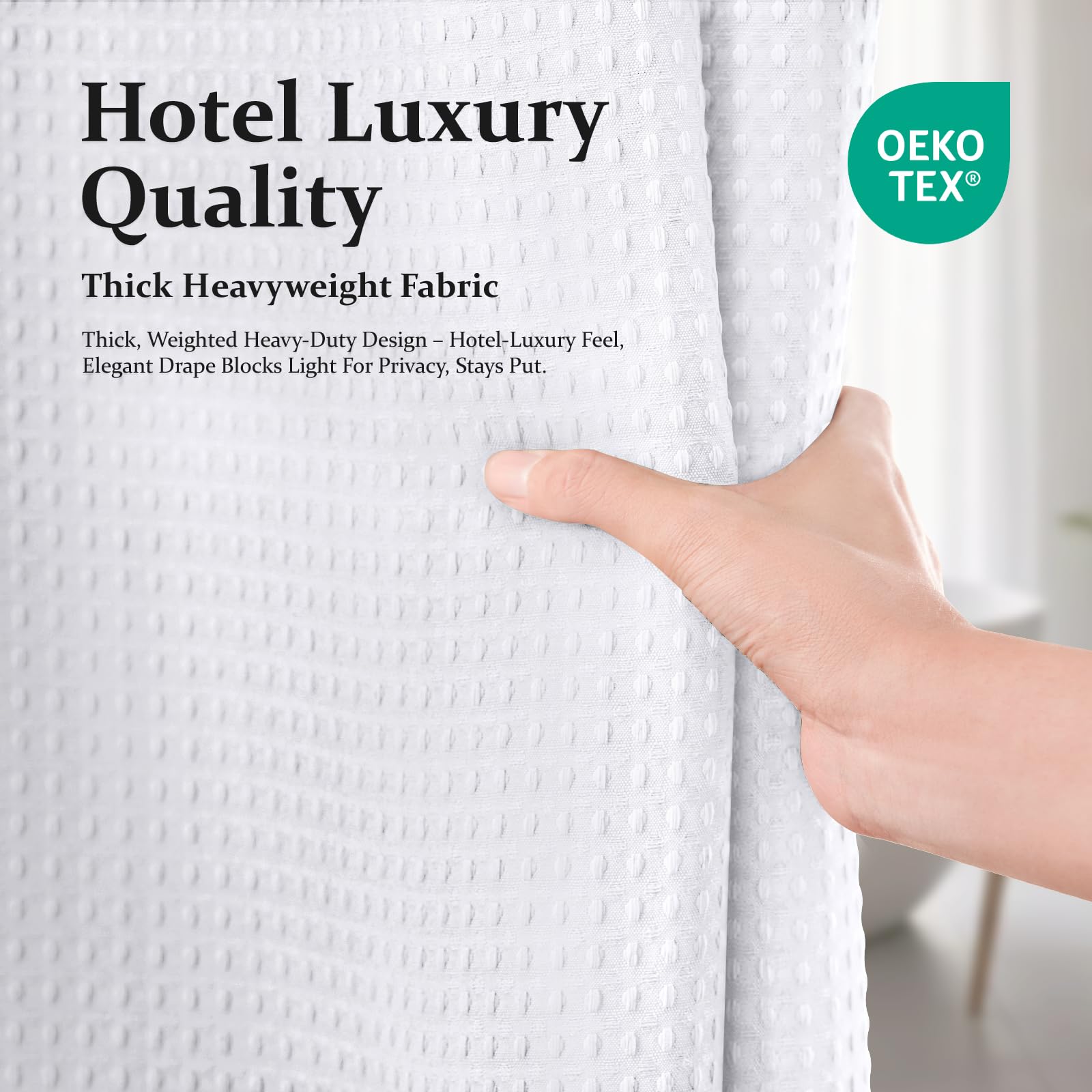 White 72"x72" Waffle Shower Curtain C9488