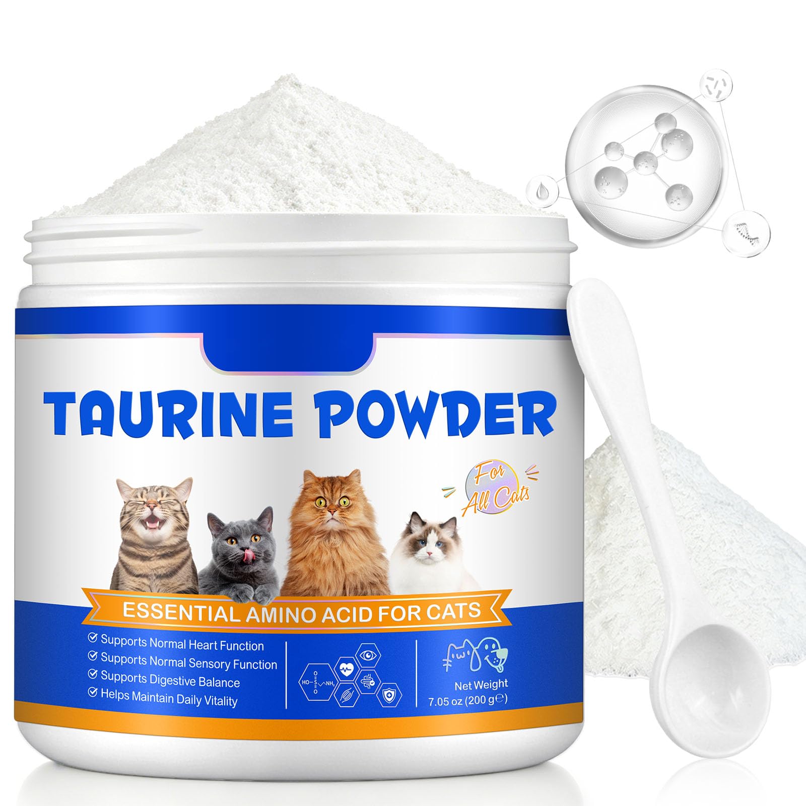 Taurine Powder for Cats 200g | Essential Amino Acid for Heart, Vision & Daily Vitality | Pure Taurine, No Additives | Suitable for Kittens, Adult & Senior Cats