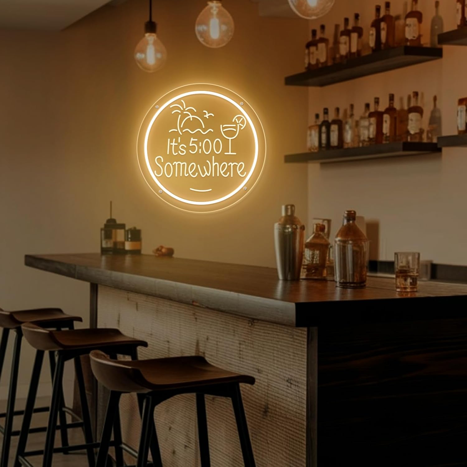 Its 5 00 O'clock Some Where Neon Sign for Wall Décor Dimmable LED Man Cave Bar Beer Garage Neon Light USB Powered Neon Art Signs Decor