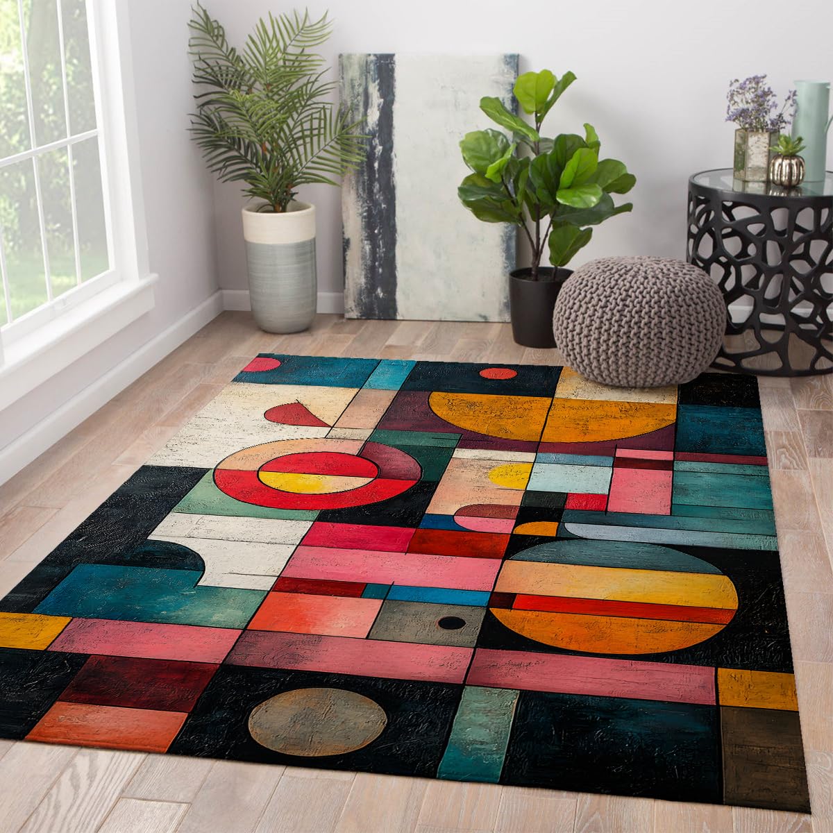 Tapis de salon abstrait 180x270 idéal pour réchauffer une chambre