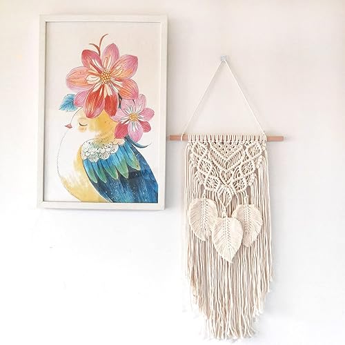 Miniatura 4 de Colgante de pared de macramé blanco, tejido bohemio para colgar en la pared, hecho a mano, elegante, bohemio, decoración de pared para dormitorio,