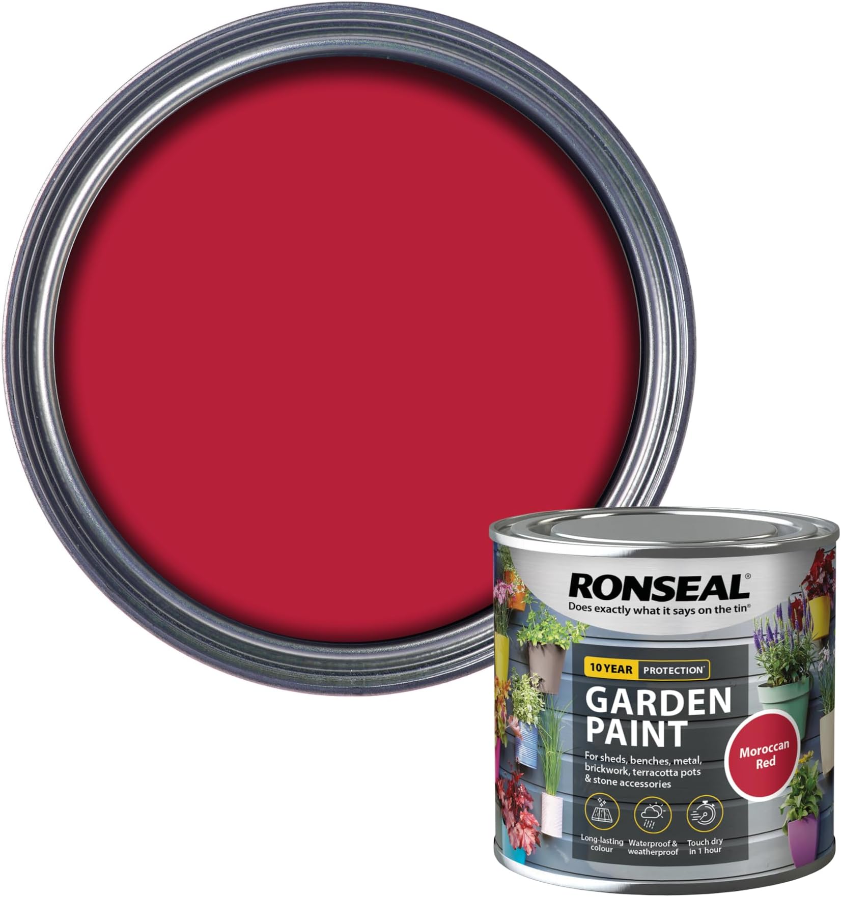 Ronseal RSLGPMR250 Garden Paint, Moroccan Red, 250 ml