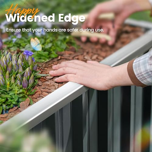 Miniatura 6 de KING BIRD Jardinera elevada galvanizada de 68 x 36 x 24 pulgadas, para exteriores, de acero elevado para verduras de raíces profundas, flores, kit