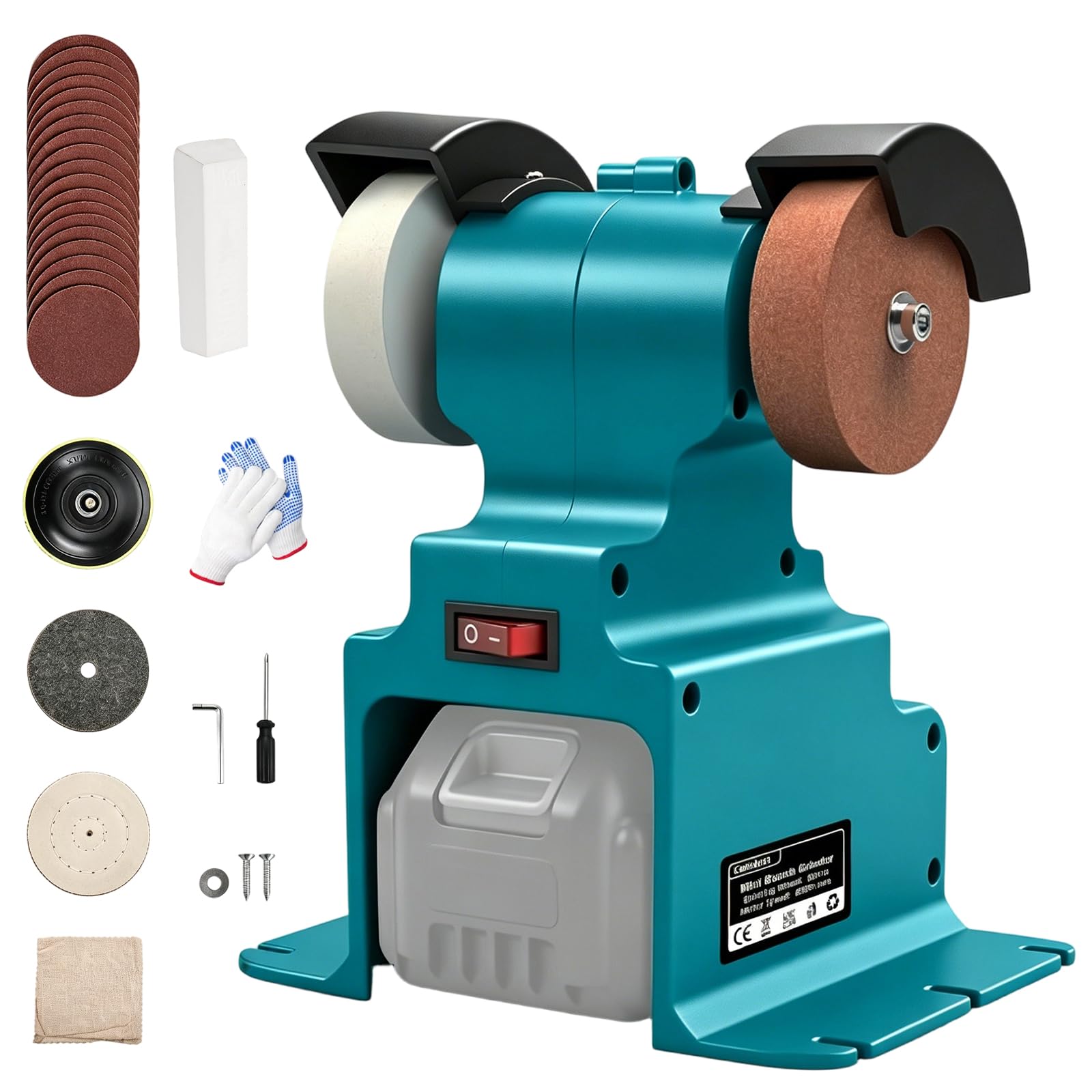 Cordless Mini Bench Grinder Compatible with Makita 18V Battery, 300W Mini Belt Sander with 36/60 Mesh Grinding Wheels,6500RPM Grinding Machine for Metal, Wood, Knife, Jewelry Buffing(No Battery)